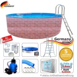 500 x 120 cm Poolset Gartenpool Pool Komplettset Brick